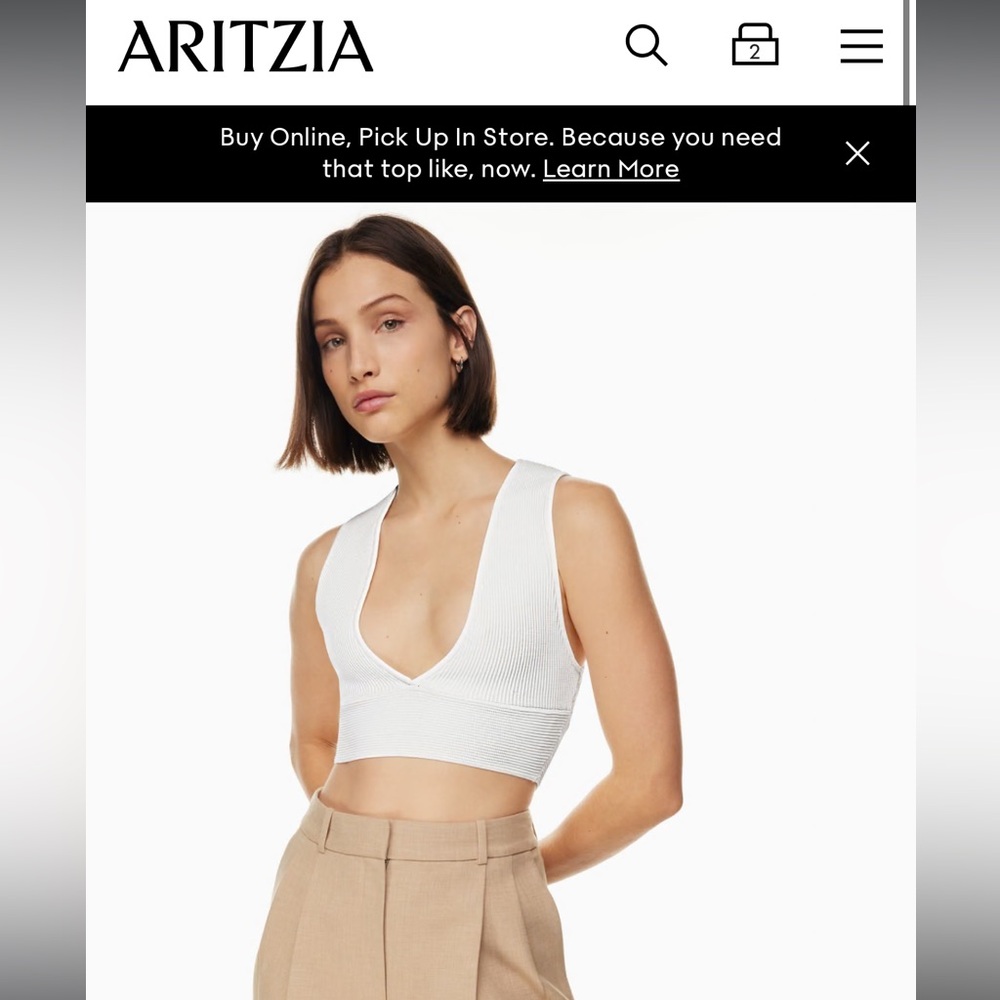 Aritizia Babaton Sculpt Knit Deep V Tank